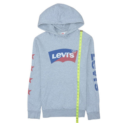 Levi's Men's Grey Pullover Hoodie Medium Graphic Logo Sweatshirt