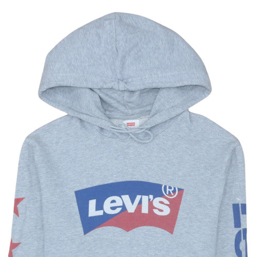 Levi's Men's Grey Pullover Hoodie Medium Graphic Logo Sweatshirt
