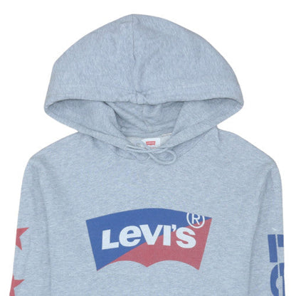 Levi's Men's Grey Pullover Hoodie Medium Graphic Logo Sweatshirt