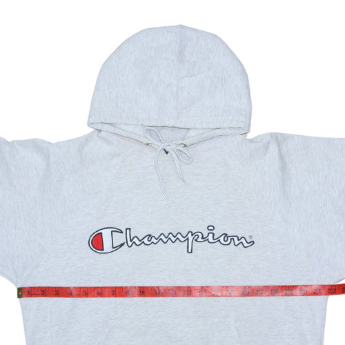 Champion Men's Grey Pullover Hoodie M Embroidered Logo Fleece