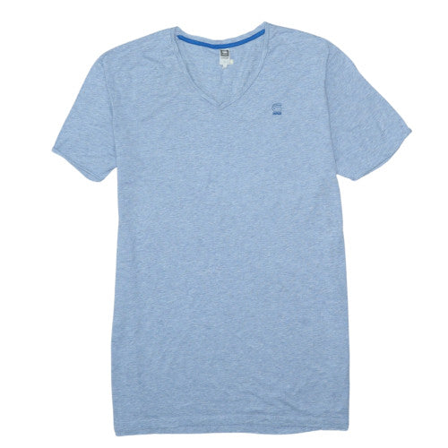 G-Star Raw Men's Blue V-Neck Short Sleeve T-Shirt XL Cotton Blend