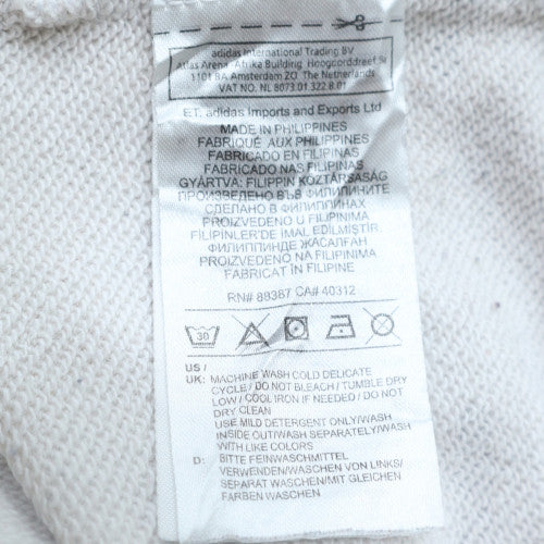 Adidas Womens White Hoodie Medium 12-14 Logo Print Pullover Sweatshirt