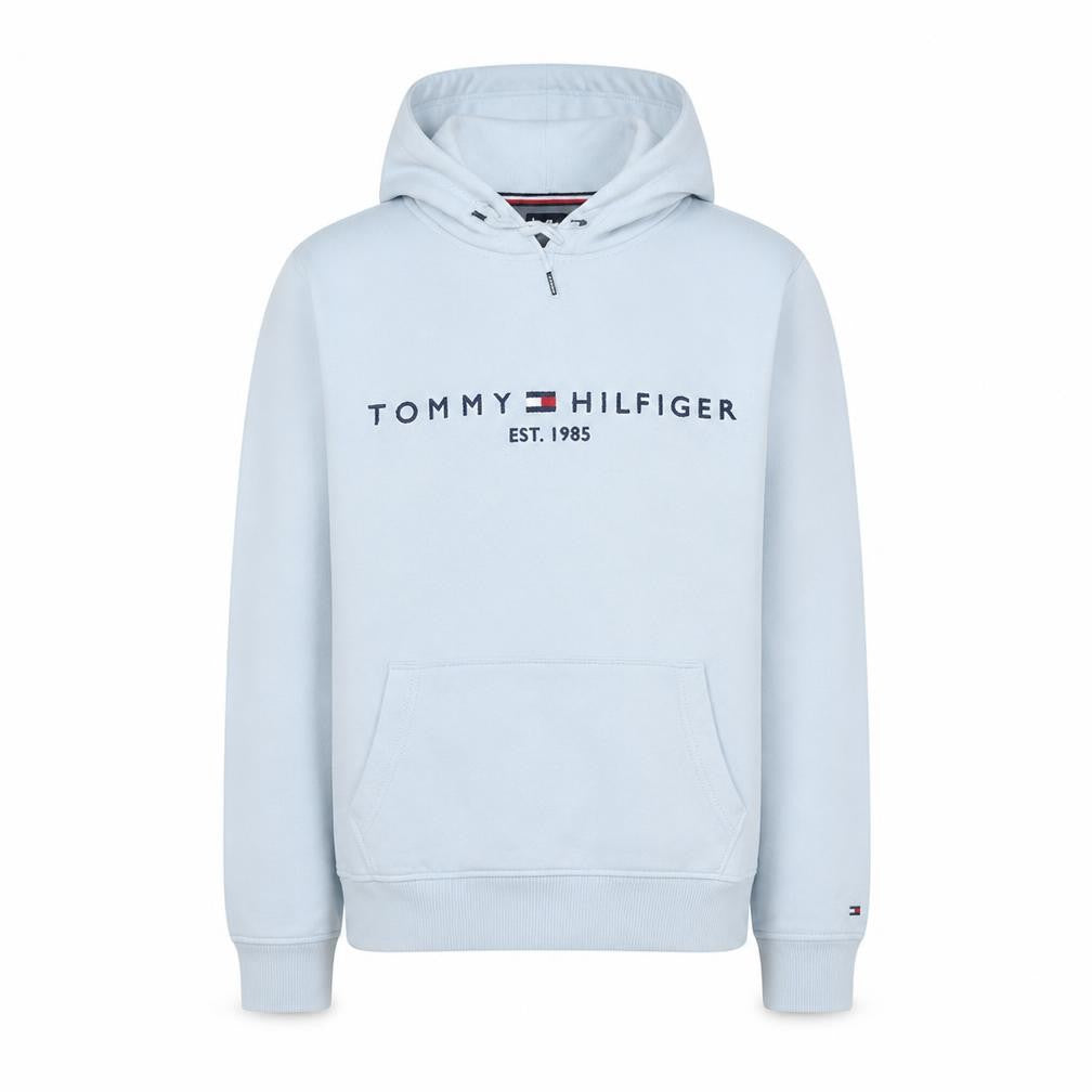 Tommy Hilfiger Men's White Pullover Hoodie M Logo Cotton Fleece