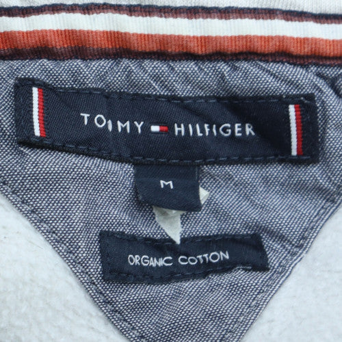 Tommy Hilfiger Men's White Pullover Hoodie M Logo Cotton Fleece
