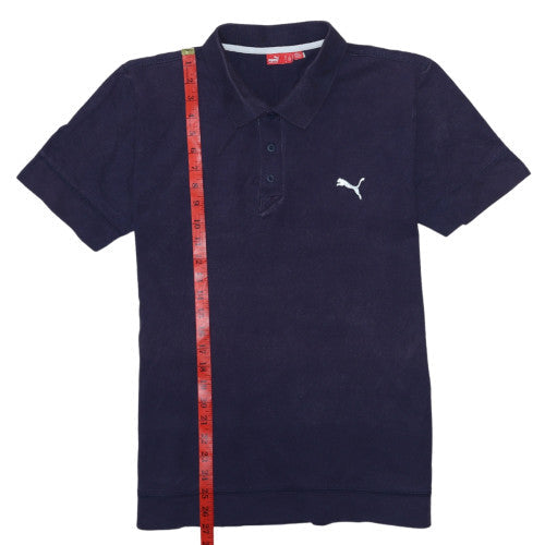 Puma Men's Blue Cotton Polo Shirt Size M Short Sleeve Sports Top