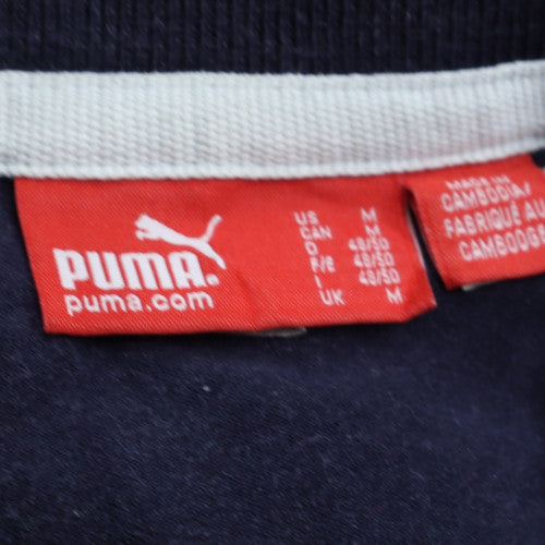 Puma Men's Blue Cotton Polo Shirt Size M Short Sleeve Sports Top