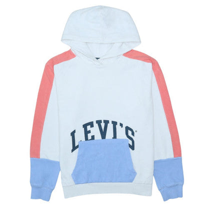 Additional front view of Levi's girls’ white colourblock hoodie 16 years cotton pullover