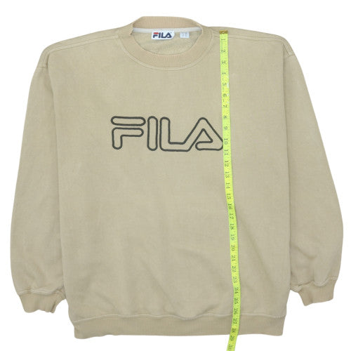 FILA Men Beige 2XL Pullover Sweatshirt Logo Crew Neck Vintage