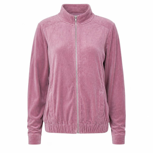 Cotton Traders Women's Heather Pink Full Zip Hoodie Size 14 Velour Finish