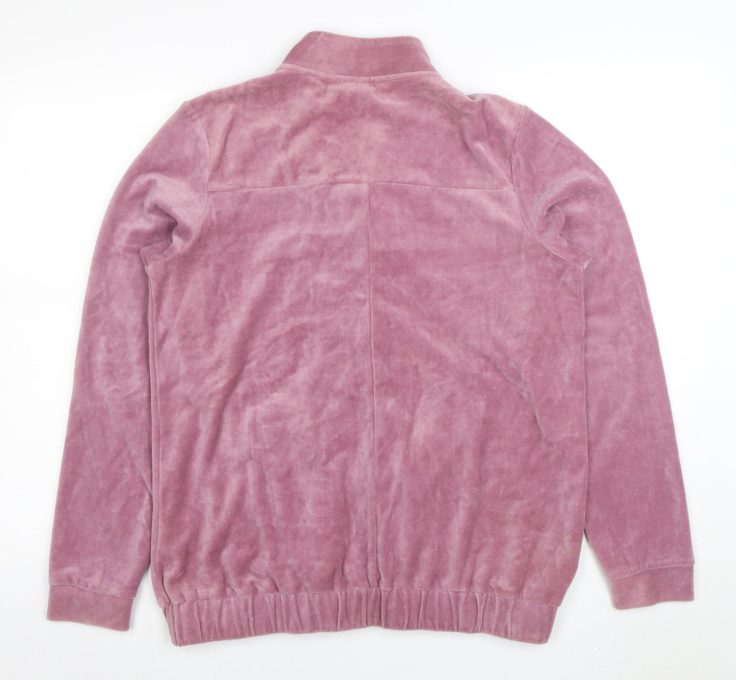 Cotton Traders Women's Heather Pink Full Zip Hoodie Size 14 Velour Finish
