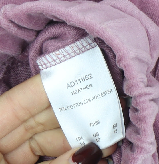 Cotton Traders Women's Heather Pink Full Zip Hoodie Size 14 Velour Finish