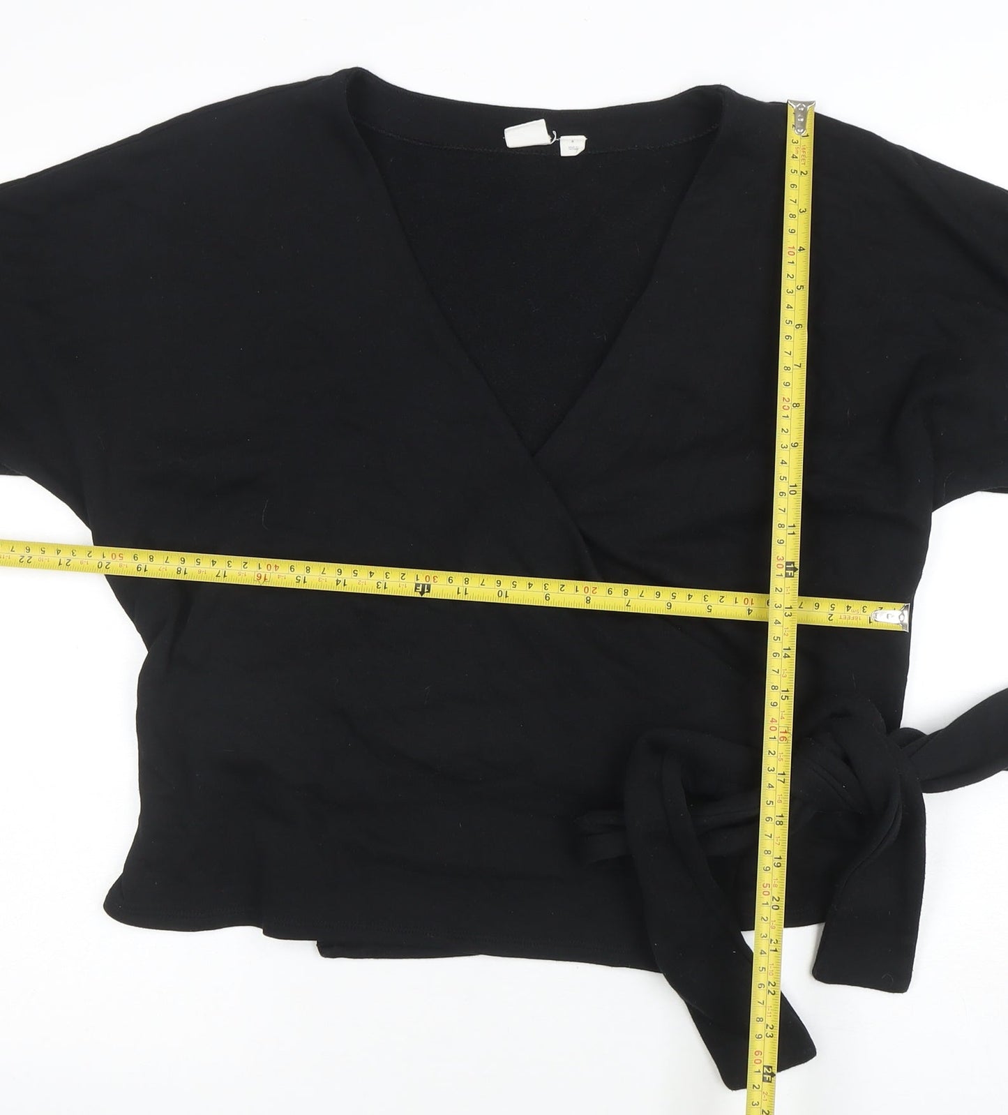 GAP Women’s Black Wrap Short Sleeve Cotton Blend Jumper S