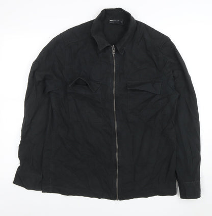 Additional front view of ASOS Design Men's Black Cotton Zip Jacket, size S, Regular Fit