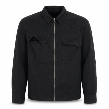 Front view of ASOS Design Men's Black Cotton Zip Jacket, size S, Regular Fit