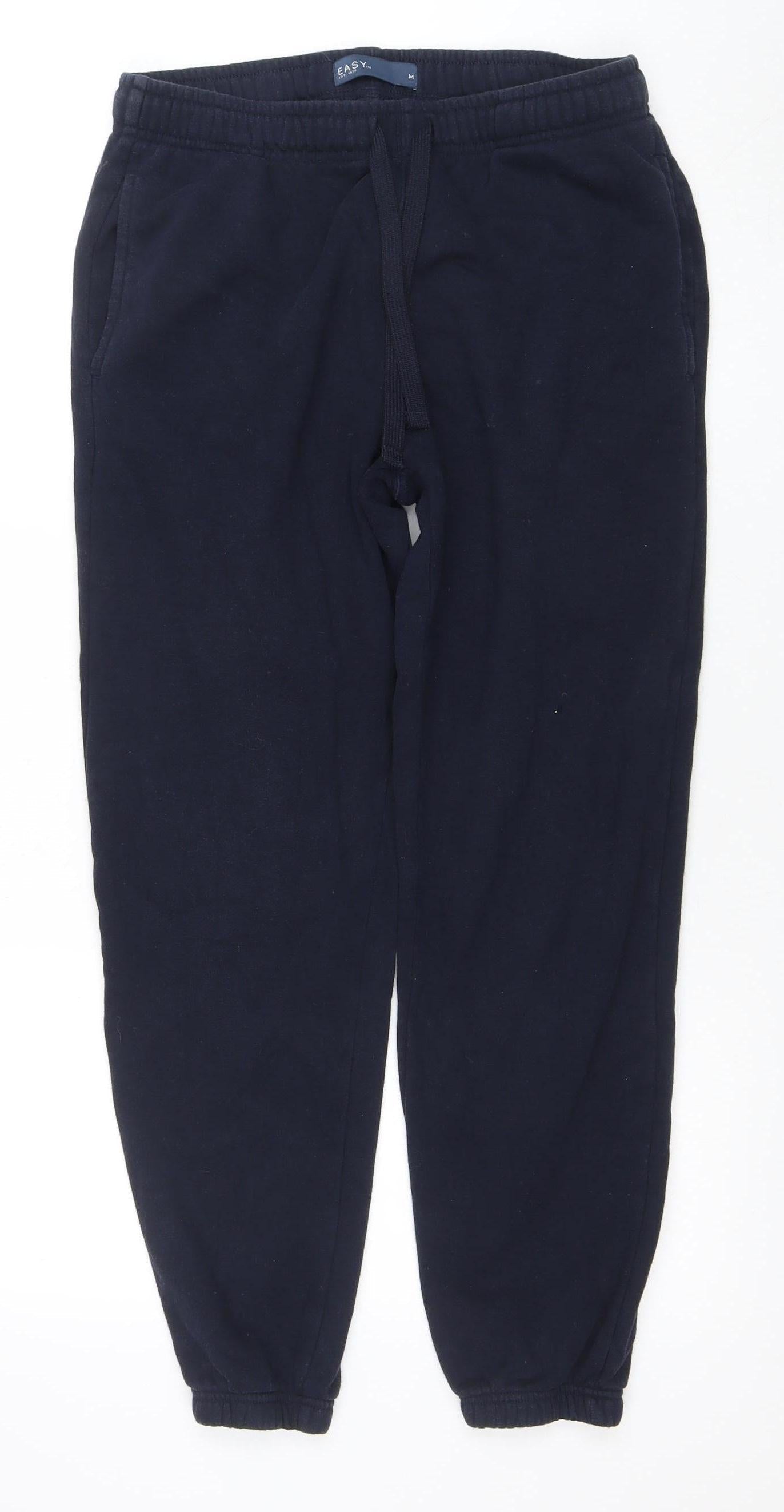 EASY Men's Black M Fleece Sweatpants with Elastic Waist