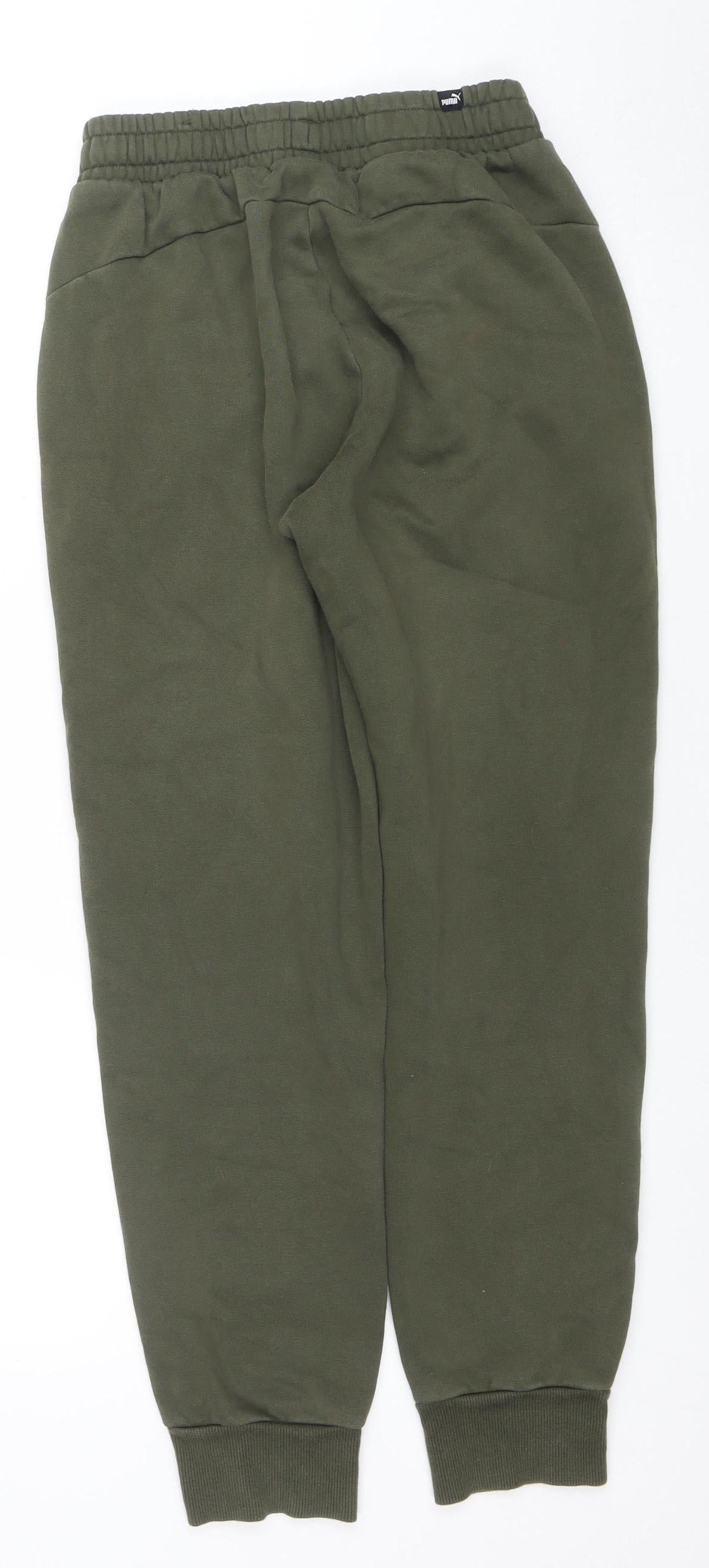 Puma Womens Green Jogger Sweatpants M Regular Fit Cotton Blend