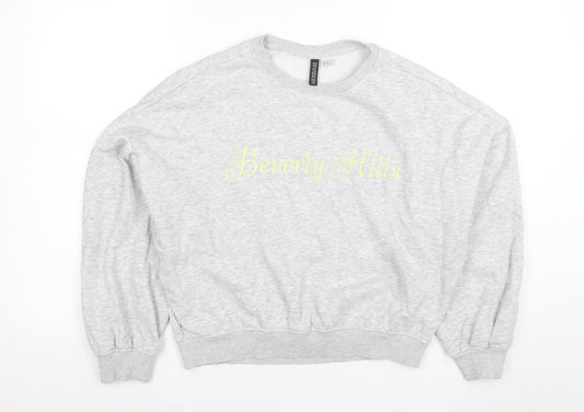 H&M Divided Women Grey Beverly Hills Crew Neck Pullover Sweatshirt XS
