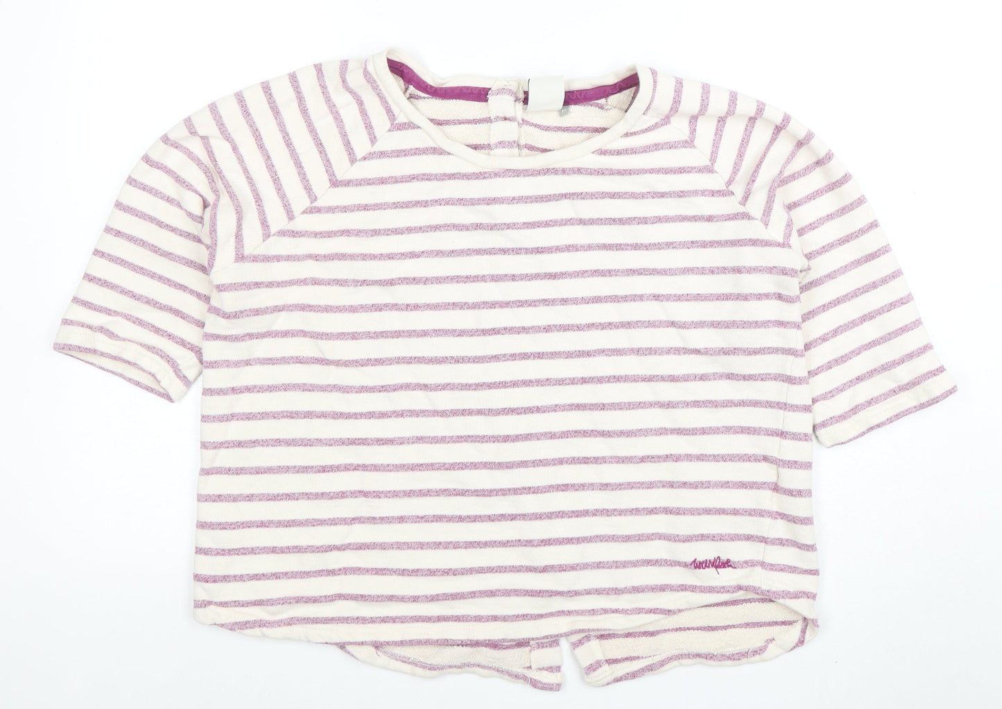 Weird Fish Womens Pink Striped Cotton 3/4 Sleeve T-Shirt Size 14