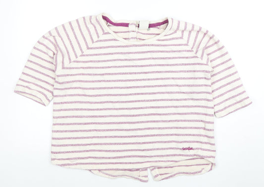 Weird Fish Womens Pink Striped Cotton 3/4 Sleeve T-Shirt Size 14