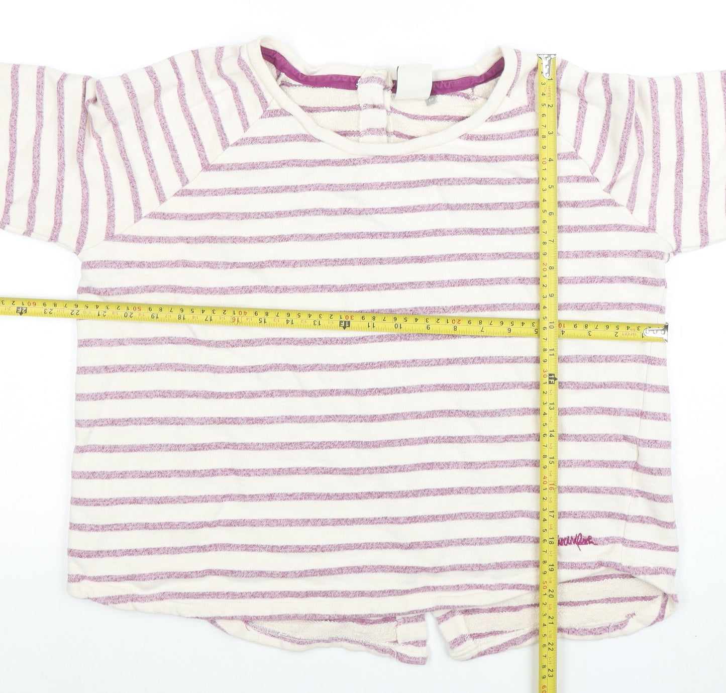 Weird Fish Womens Pink Striped Cotton 3/4 Sleeve T-Shirt Size 14