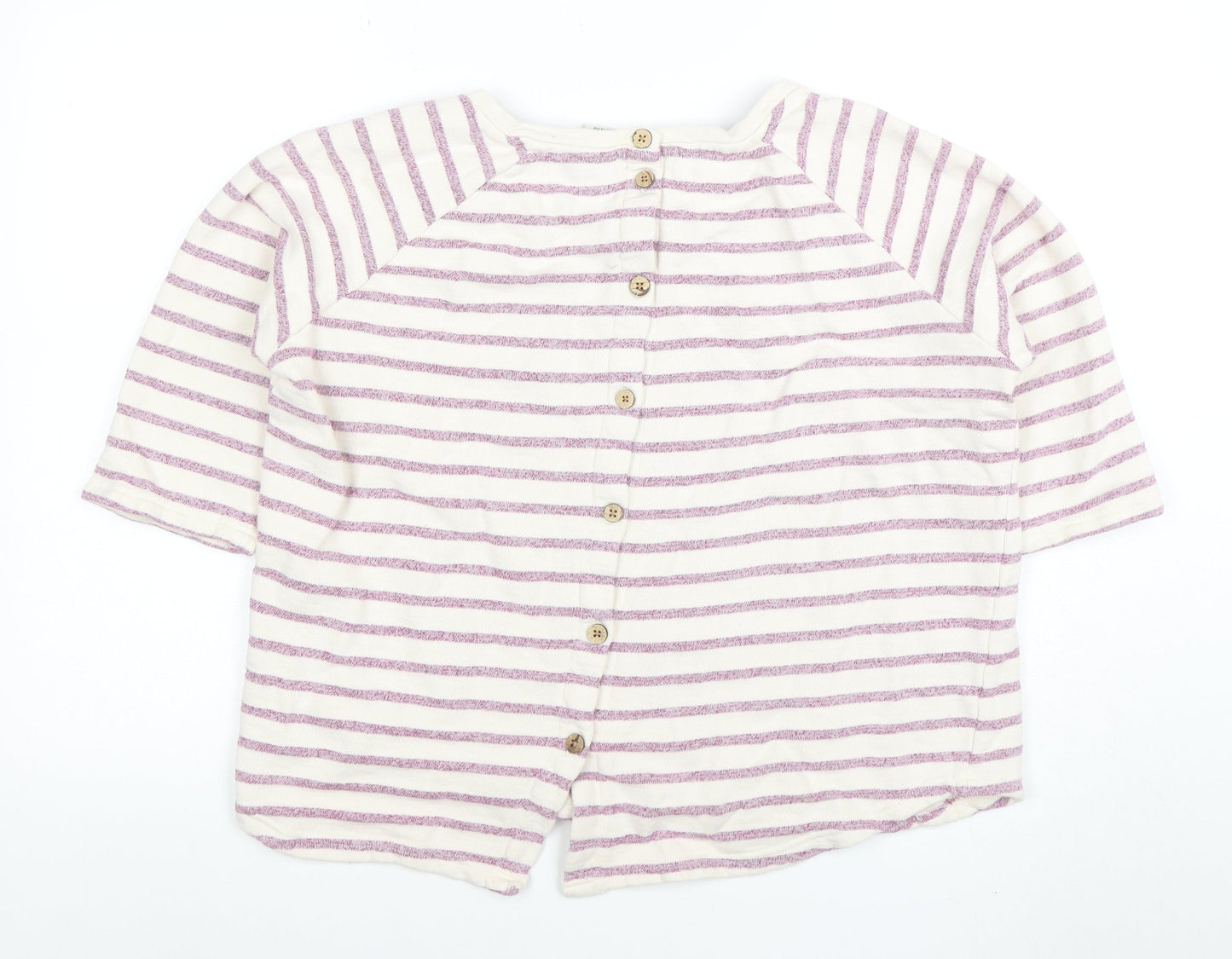 Weird Fish Womens Pink Striped Cotton 3/4 Sleeve T-Shirt Size 14