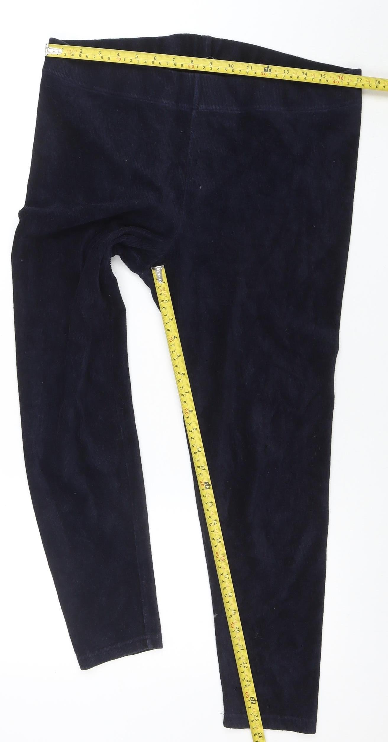 BM Casual Women's Navy Blue Velour Stretch Leggings Size 14