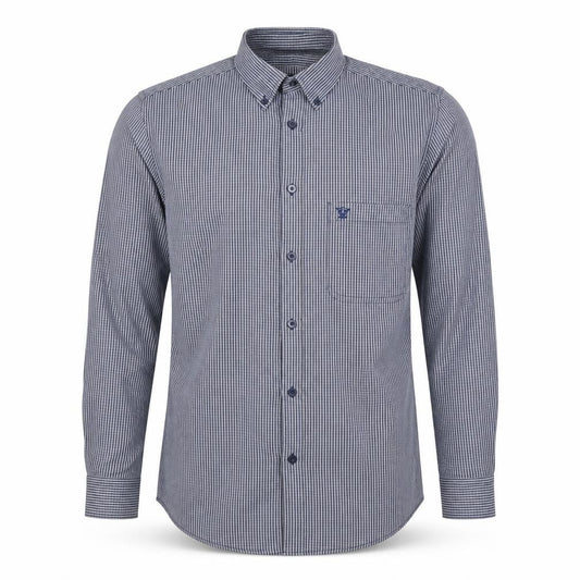 James Pringle Men's Blue Check Long Sleeve Button-Up Shirt Size S