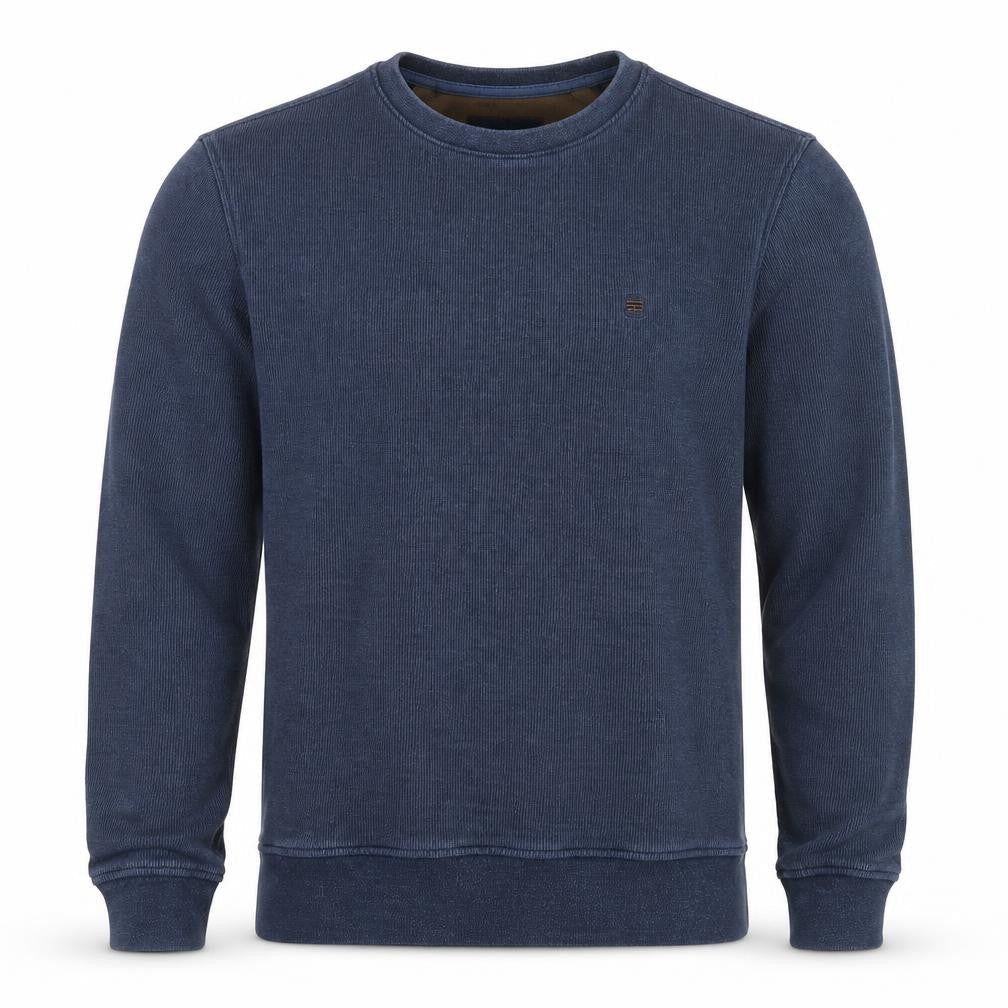 Tecdor Men's Blue Cotton Crew Neck Pullover Sweatshirt Size S