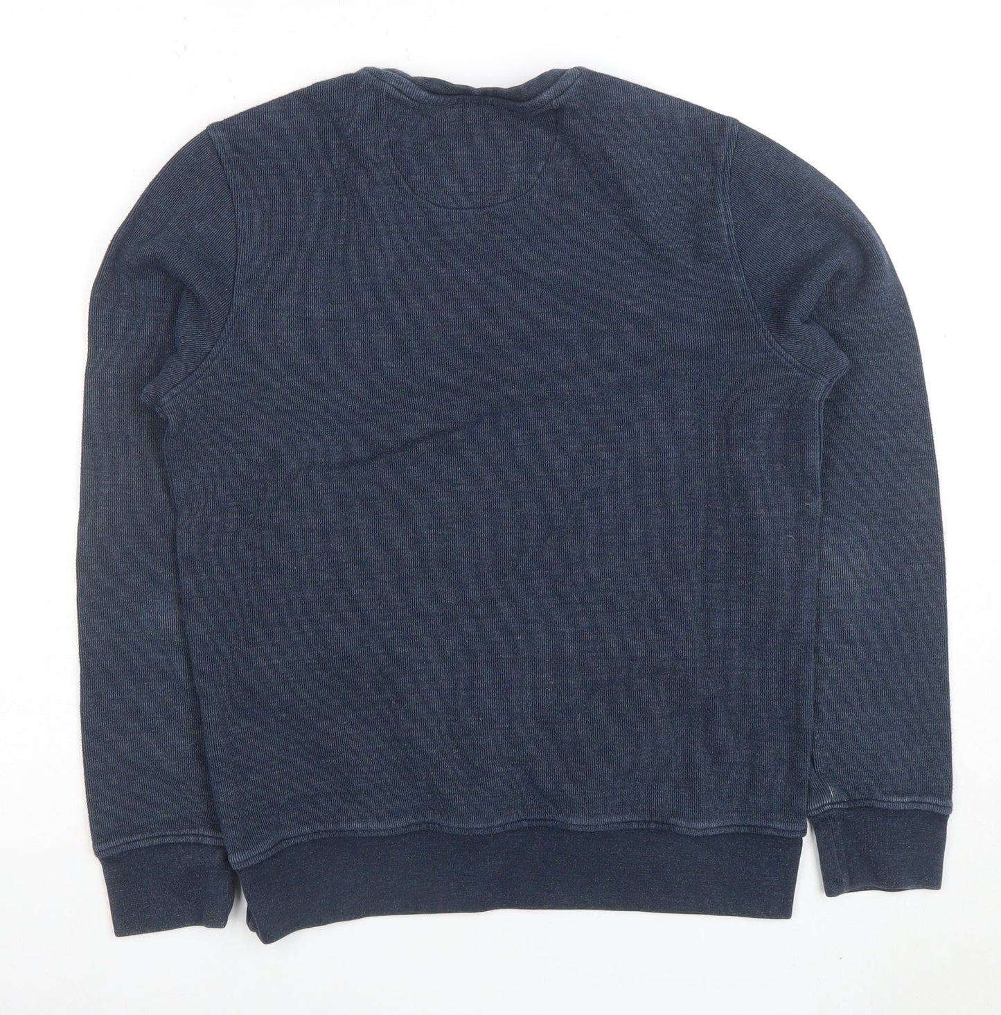 Tecdor Men's Blue Cotton Crew Neck Pullover Sweatshirt Size S