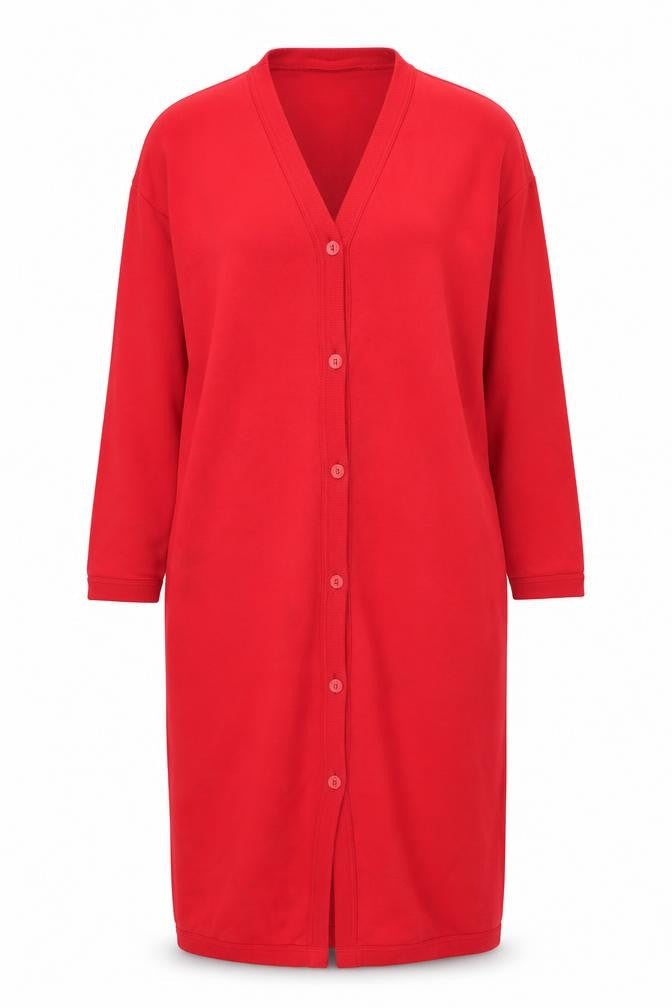 Marks & Spencer Women Red 10-12 V-Neck Button Cardigan