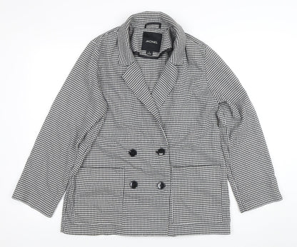Monki Womens Black Houndstooth Double-Breasted Blazer Size S