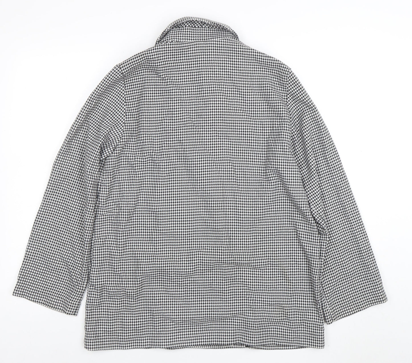 Monki Womens Black Houndstooth Double-Breasted Blazer Size S