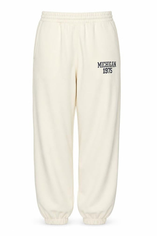 Zara Women Ivory Jogger Sweatpants M Michigan 1975 Cotton Blend