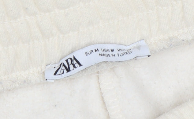 ZARA Women Ivory Jogger Sweatpants M Michigan 1975 Cotton Blend