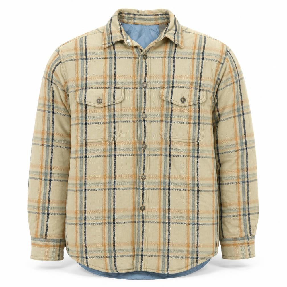 Van Heusen Men's Beige Check Flannel Workwear Shirt Jacket M