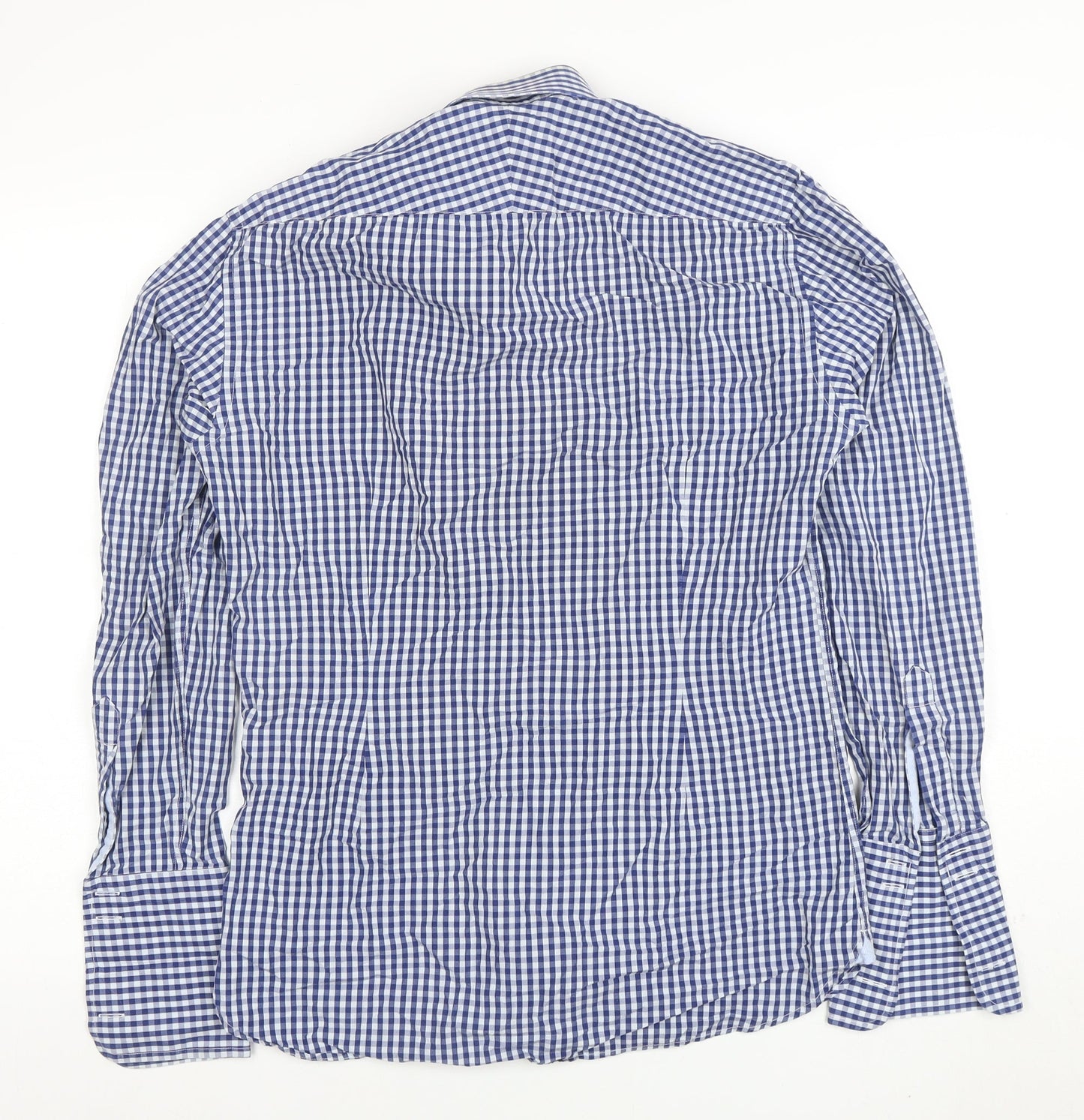 Marks and Spencer Sartorial Blue Check Slim Fit Cotton Shirt Men’s 15/38
