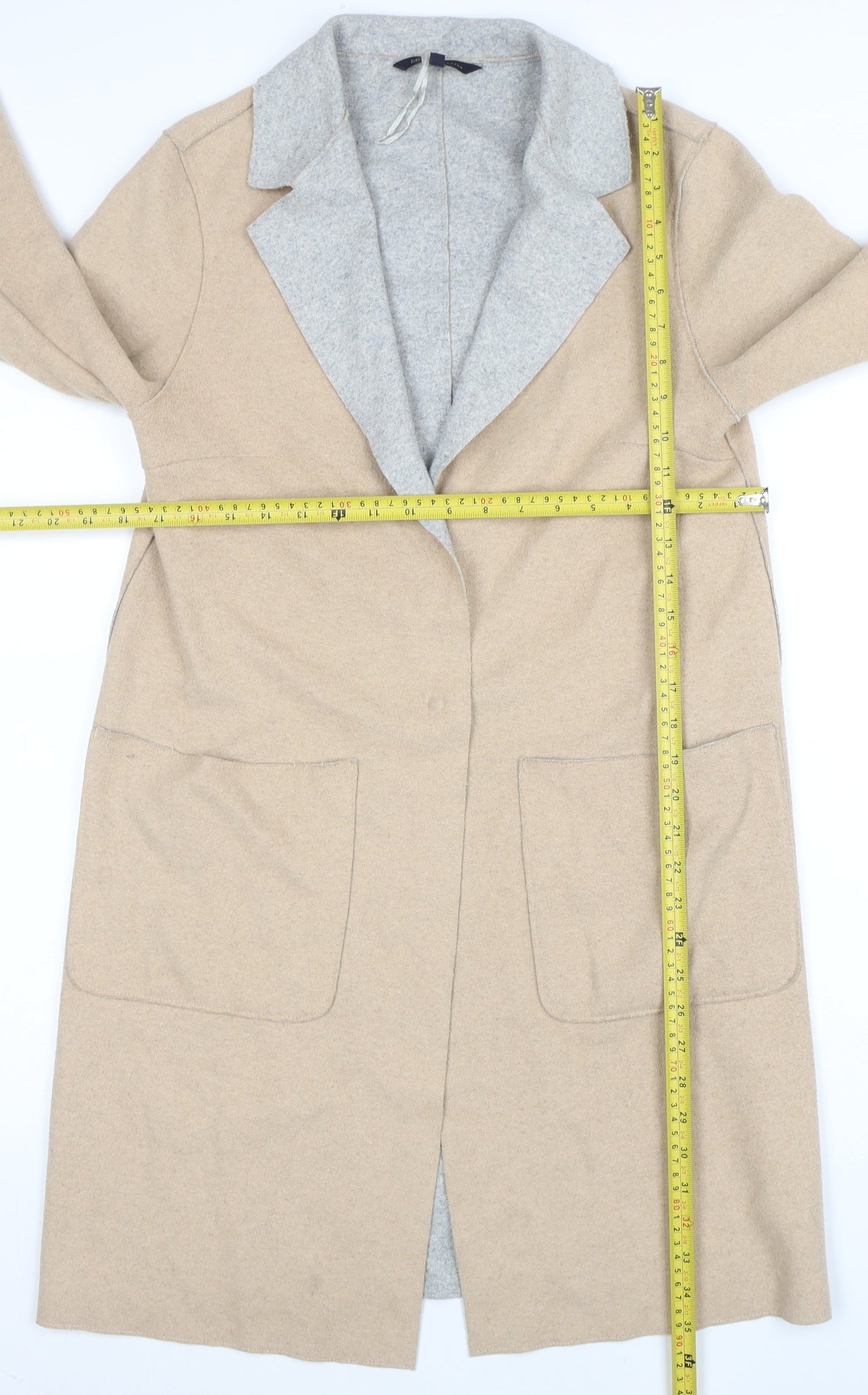 Marks and Spencer Women’s Beige Wool Blend Coatigan Size 8 Long