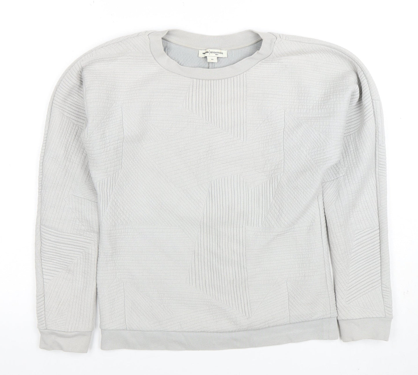 Ninmeen Seventyseven Paris Women Grey XS Crew Neck Textured Sweatshirt