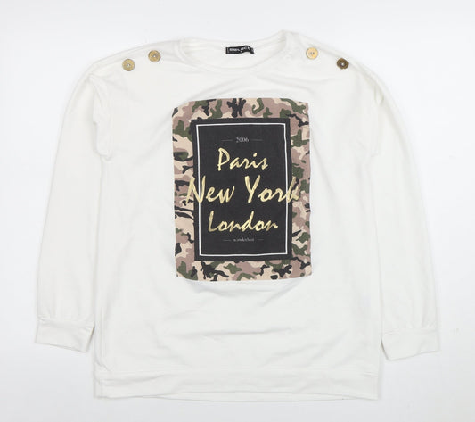 Select Women’s White Long Sleeve Camouflage Print City T-Shirt M