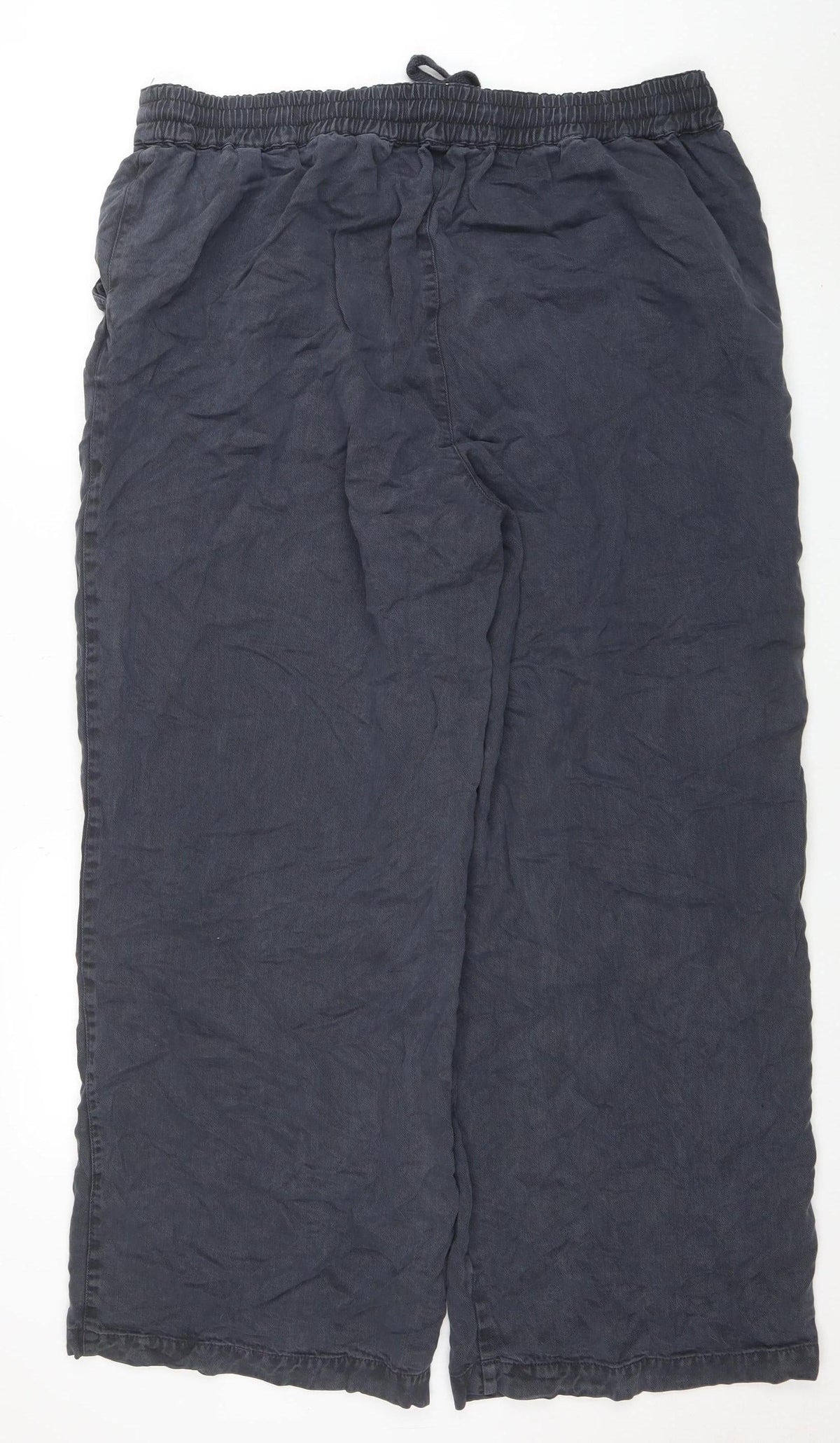 River Island Women Blue Wide-Leg Relaxed Lyocell Trousers UK 18