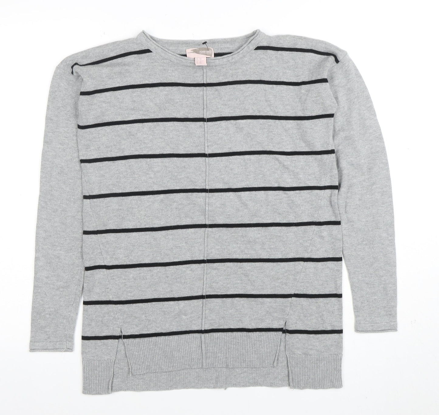 Forever 21 Women’s Grey Striped Long Sleeve Knit Jumper XS