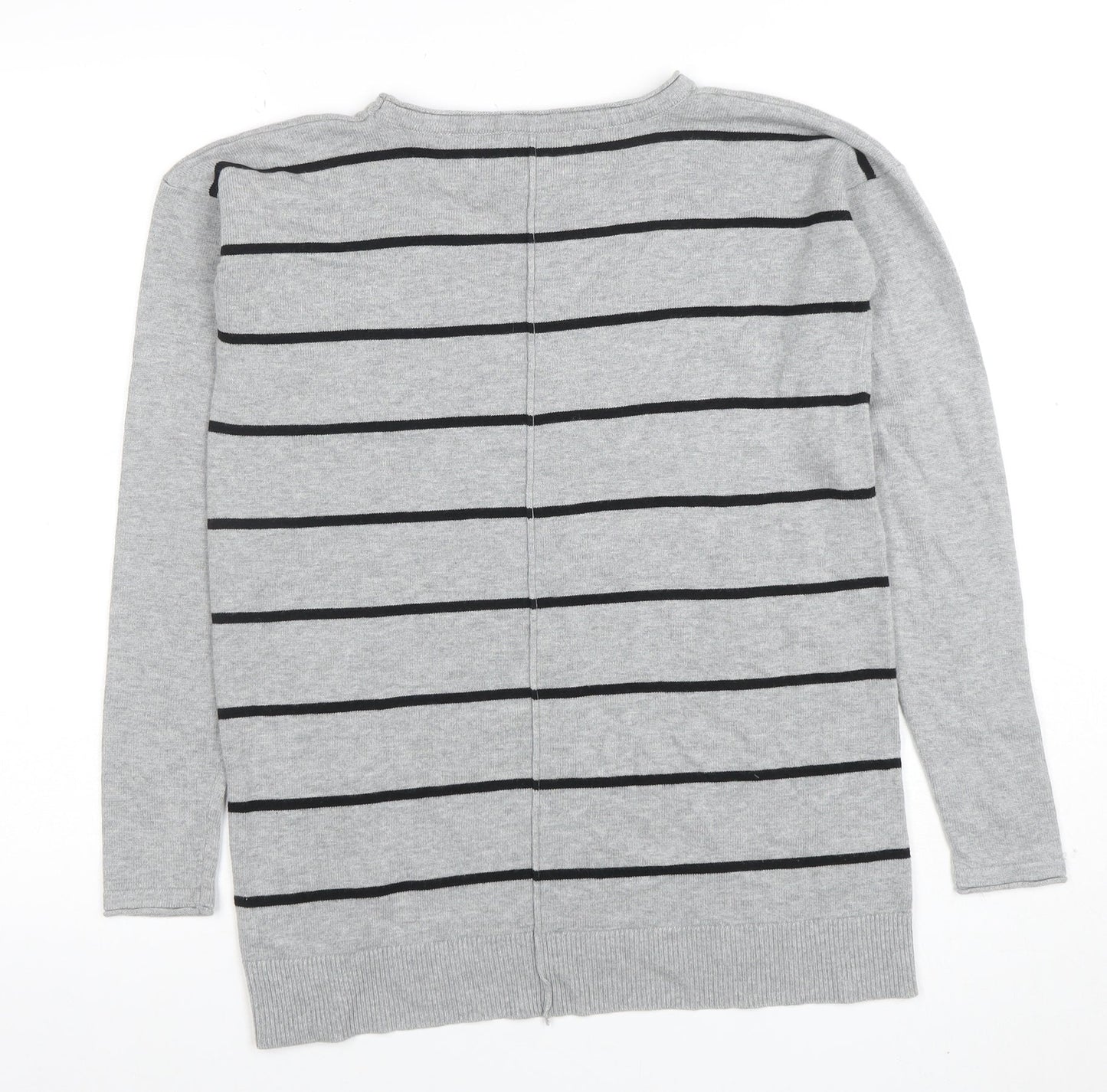 Forever 21 Women’s Grey Striped Long Sleeve Knit Jumper XS