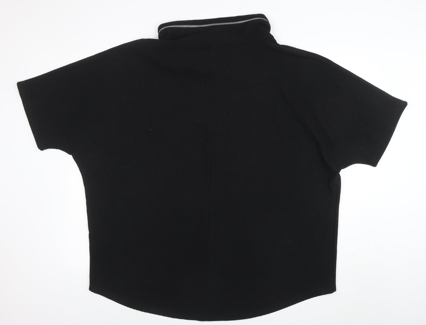 Roman Women’s Black Roll Neck Zip Detail Jersey Top Size 16