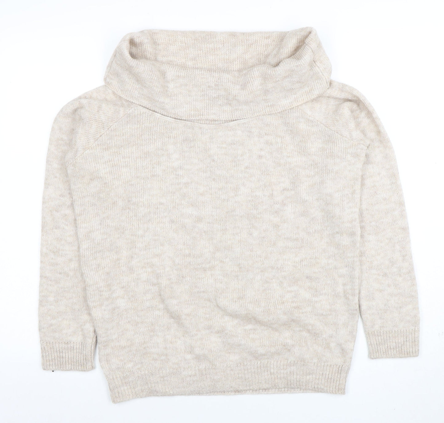 Marks and Spencer Women’s Beige Wool Blend Cowl Neck Jumper M