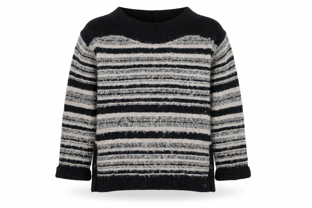 Wrap Womens Grey Striped Alpaca Cotton Blend Jumper Size 14