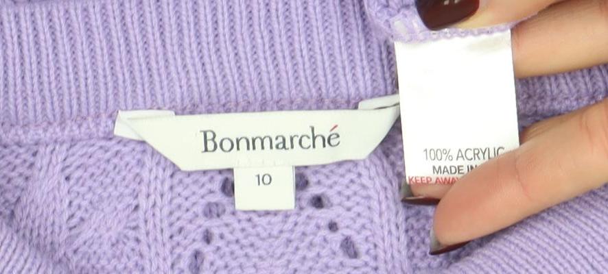 Bonmarche Women’s Purple Acrylic Cable Knit Jumper Size 10