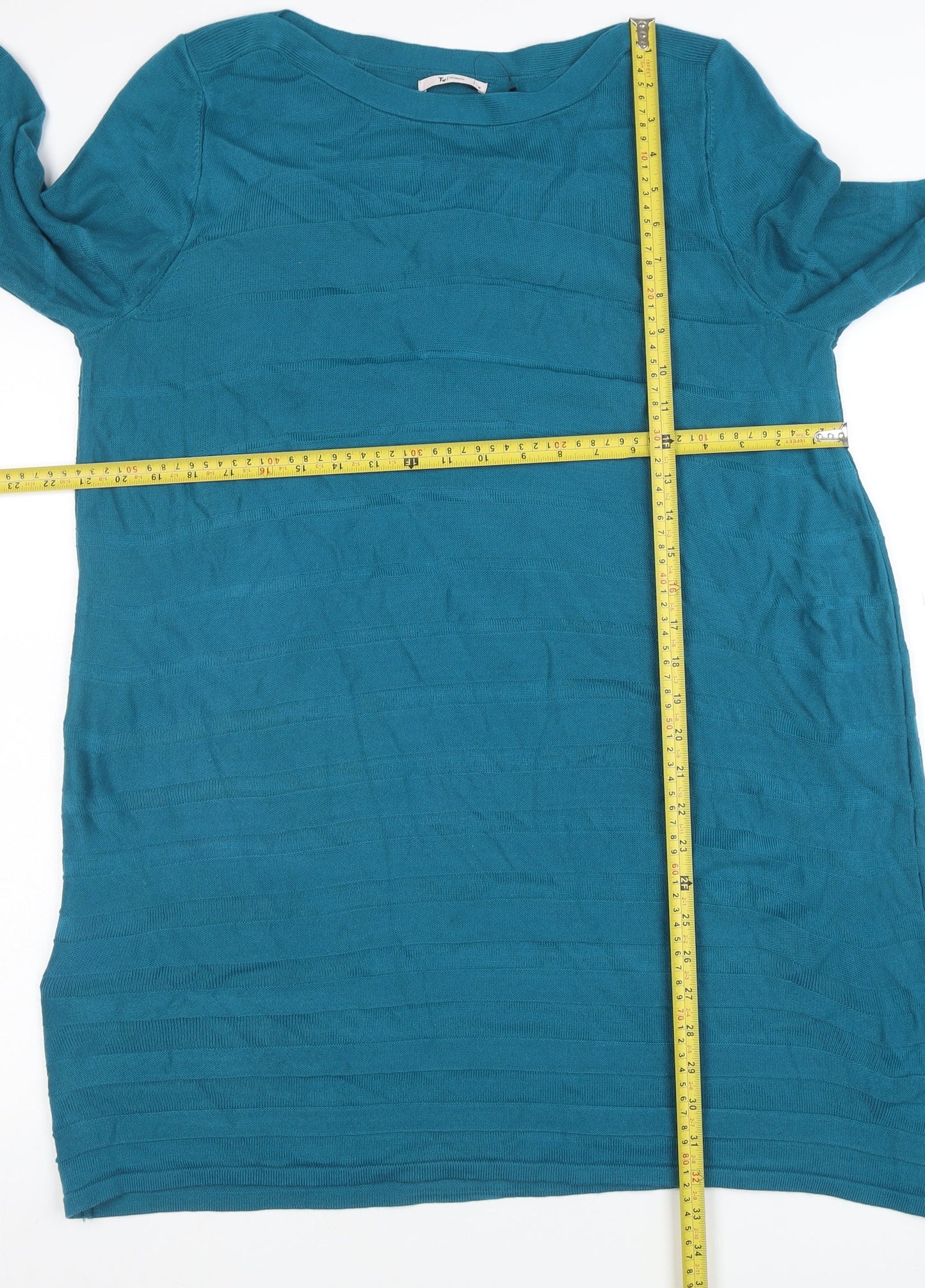 Tu Women Blue Size 16 Knit Jumper Dress Long Sleeve Acrylic