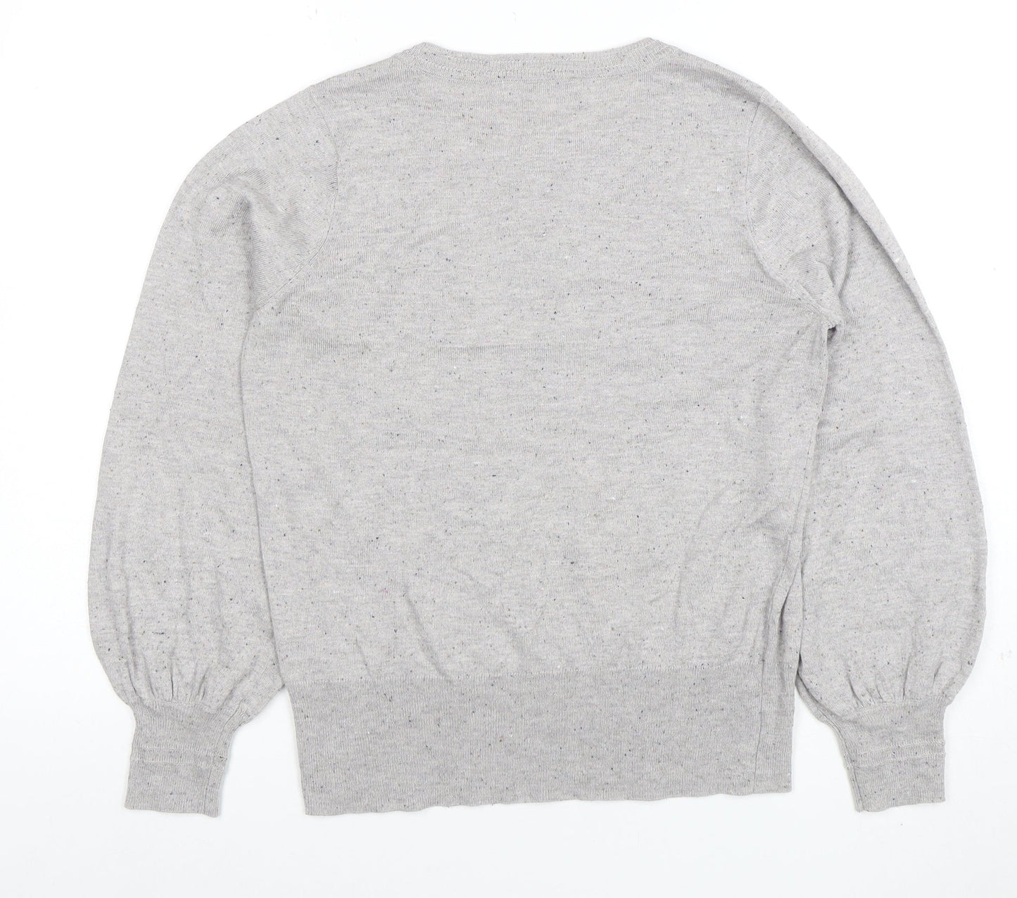 Next Womens Grey Knit Crew Neck Long Sleeve Top Size M