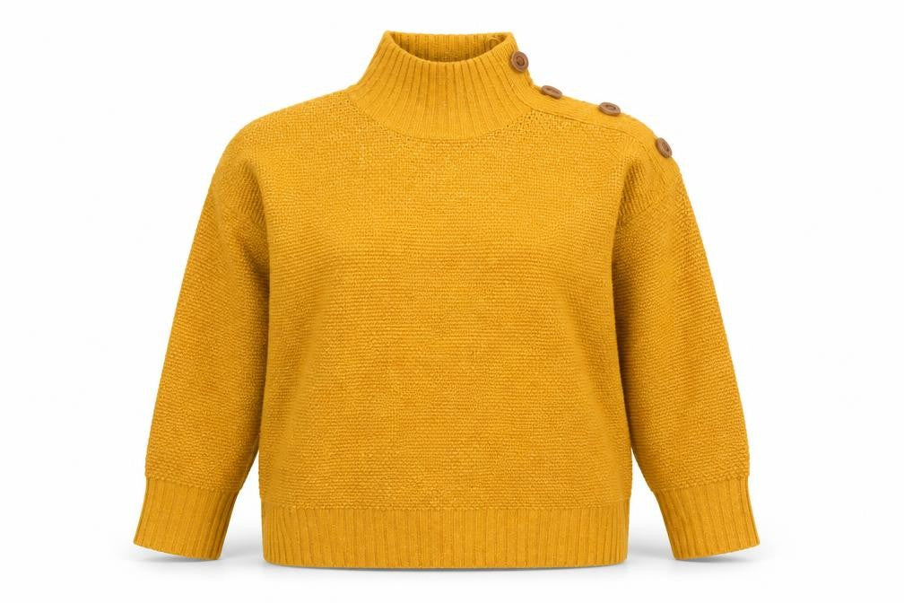 M&Co Women Yellow Size 14 Roll Neck Chunky Knit Jumper