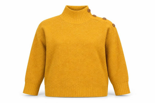 M&Co Women Yellow Size 14 Roll Neck Chunky Knit Jumper